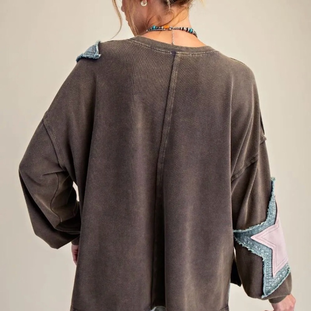 E10 Easel Mineral Washed Smoke Pink Star LS Plus Size and Regular - Picture 2 of 3